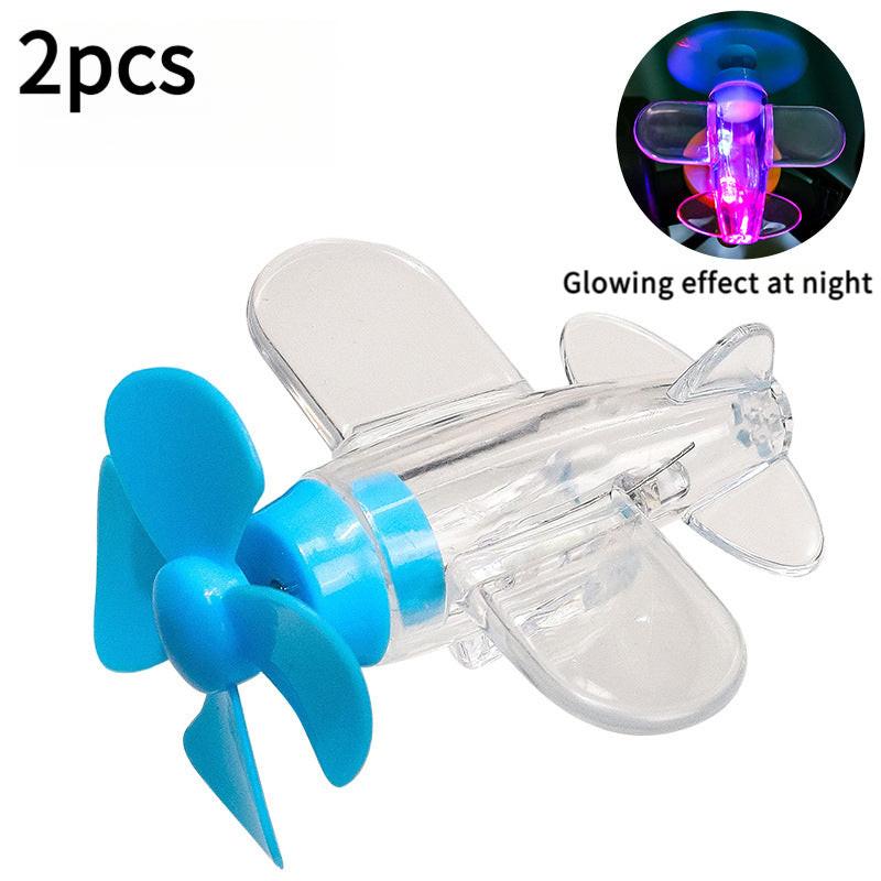 2pcs Wind-Driven Small Airplane Motorcycle Bicycle Ornament - No Batteries Needed, Wind-Powered Design with Rotating Propeller & Wind Turbine, Collectible Decorative Gift For Home, Office, Or Car Interior