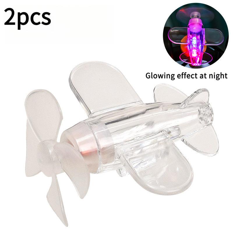 2pcs Wind-Driven Small Airplane Motorcycle Bicycle Ornament - No Batteries Needed, Wind-Powered Design with Rotating Propeller & Wind Turbine, Collectible Decorative Gift For Home, Office, Or Car Interior
